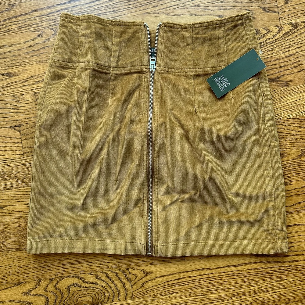 Corduroy zip up mini skirt